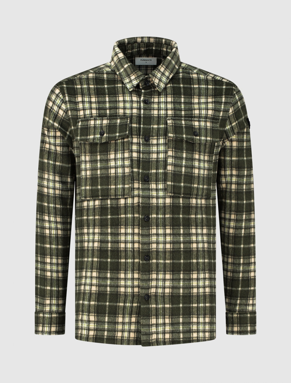 Checked Soft Overshirt | Forest Green