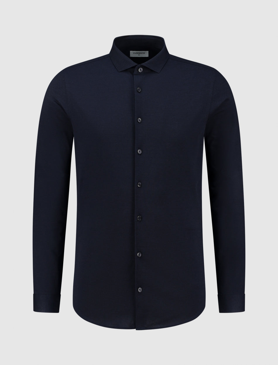Pique Button Up Shirt | Navy