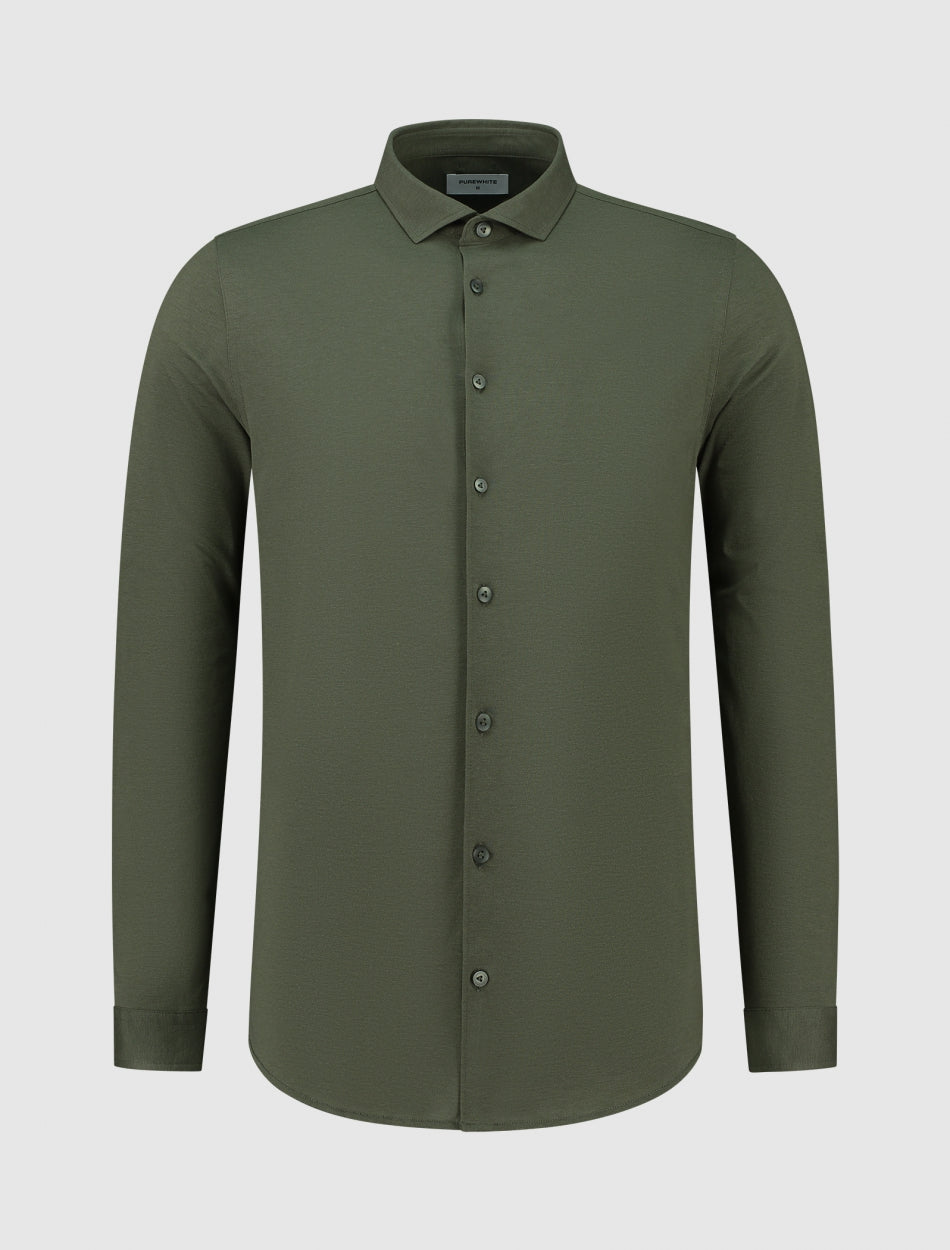 Pique Button Up Shirt | Forest Green