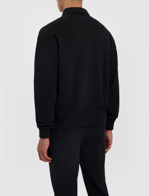 Embroidered Smart Polo Sweater | Black
