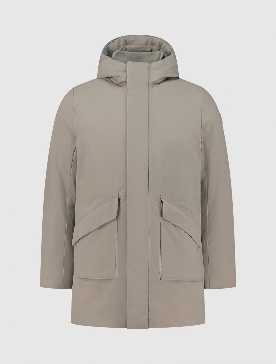 Technical Parka Coat | Taupe