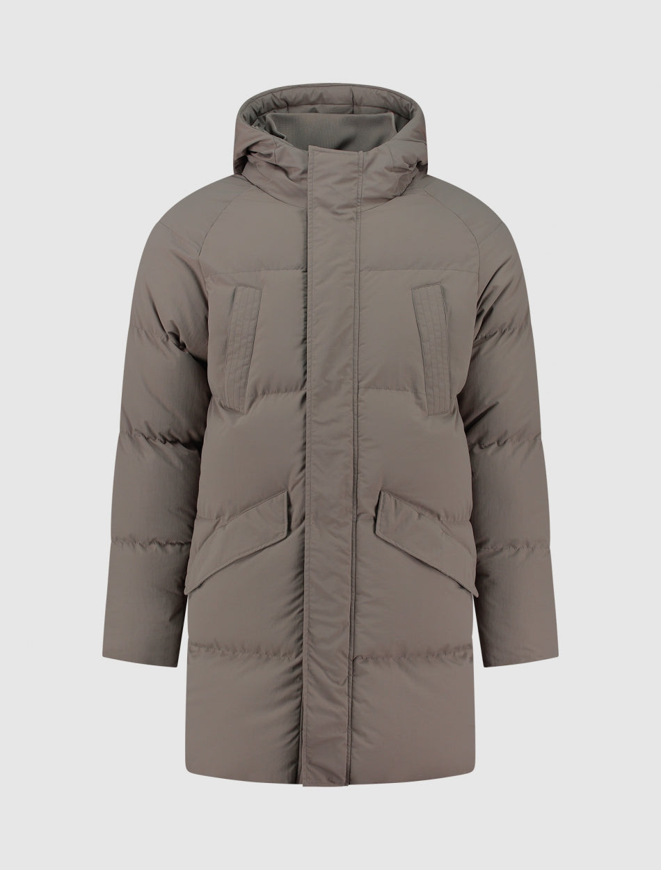 Padded Puffer Coat | Taupe
