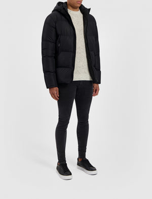 Detachable Hood Puffer Jacket | Black