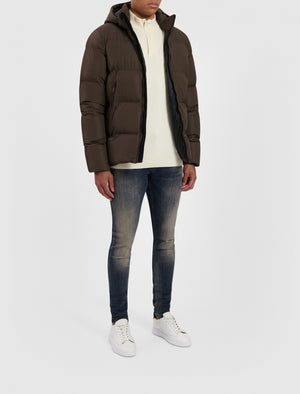 Detachable Hood Puffer Jacket | Brown
