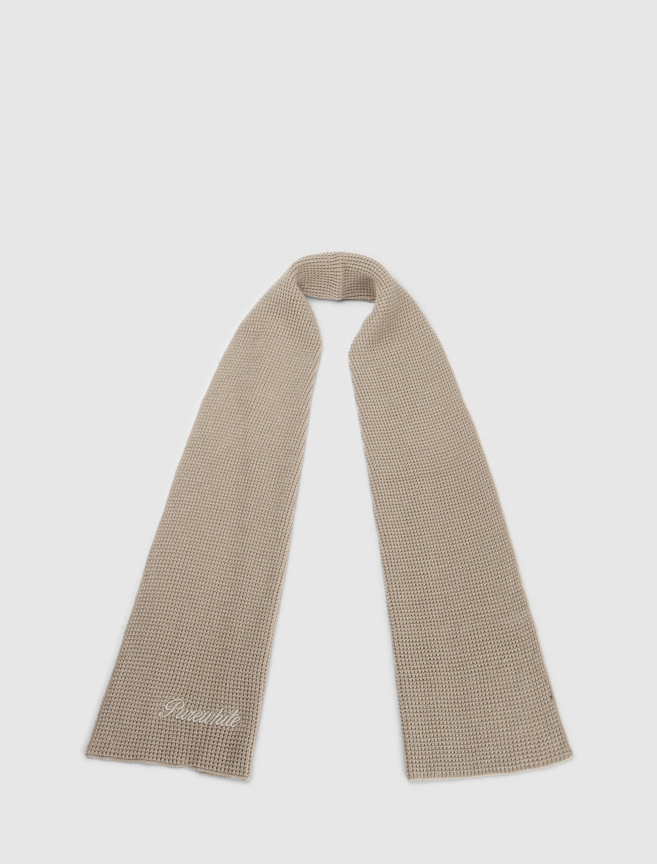 Embroidered Waffle Knit Scarf | Sand