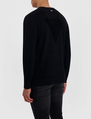 Triangle Flock Print Knit Sweater | Black