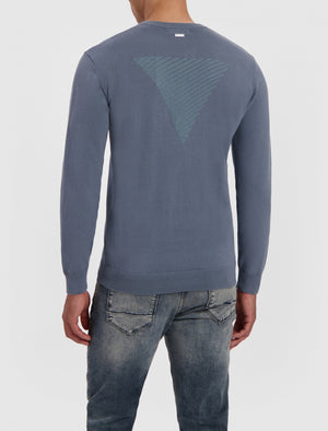 Triangle Flock Print Knit Sweater | Blue