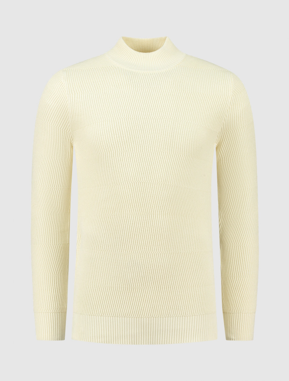 Jacquard Knit Mockneck Sweater | Ecru