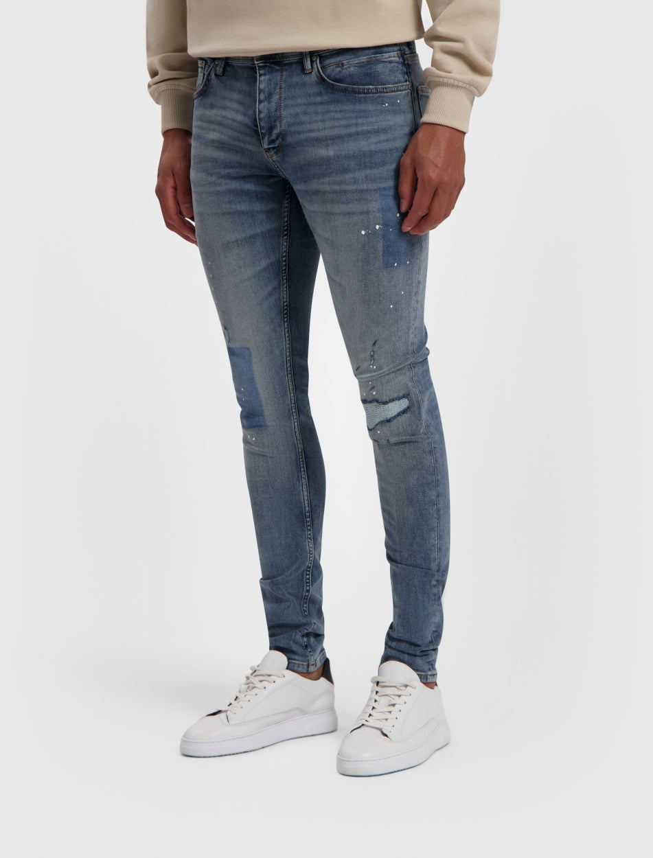 The Jone Painted Skinny Fit Jeans | Denim Mid Blue